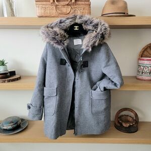 Zara fur hood coat parka jacket